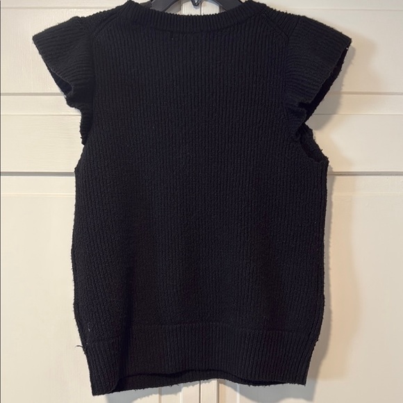 SO Black Knit Cutout Cap Ruffle Sleeveless Sweater large - Picture 7 of 9